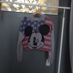 cropped mickey american flag hoodie